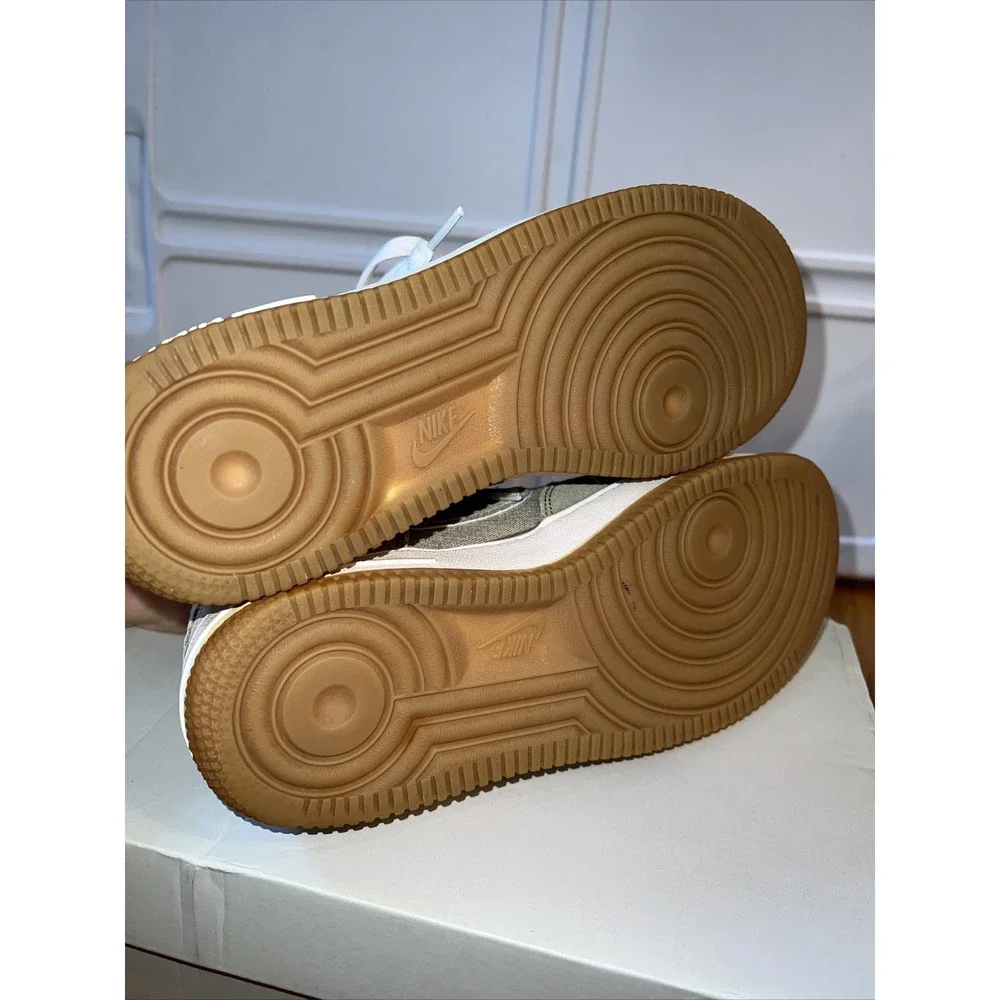 Nike Air Force 1 GS‎ Khaki White Gum Low Top Sneakers 596728-201 Kids Size 5Y